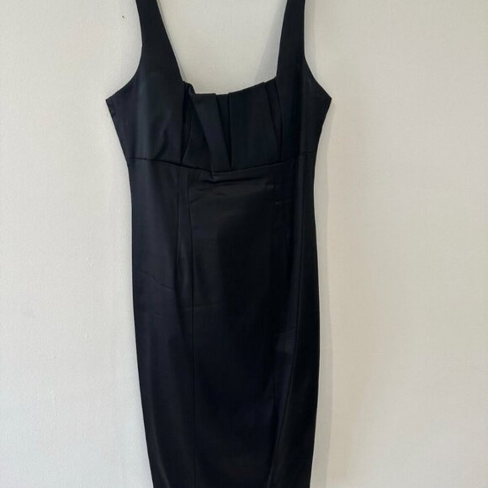 Calvin Klein Little Black Dress Women’s Small Satin Above Knee Pencil Cocktail - Picture 12 of 14